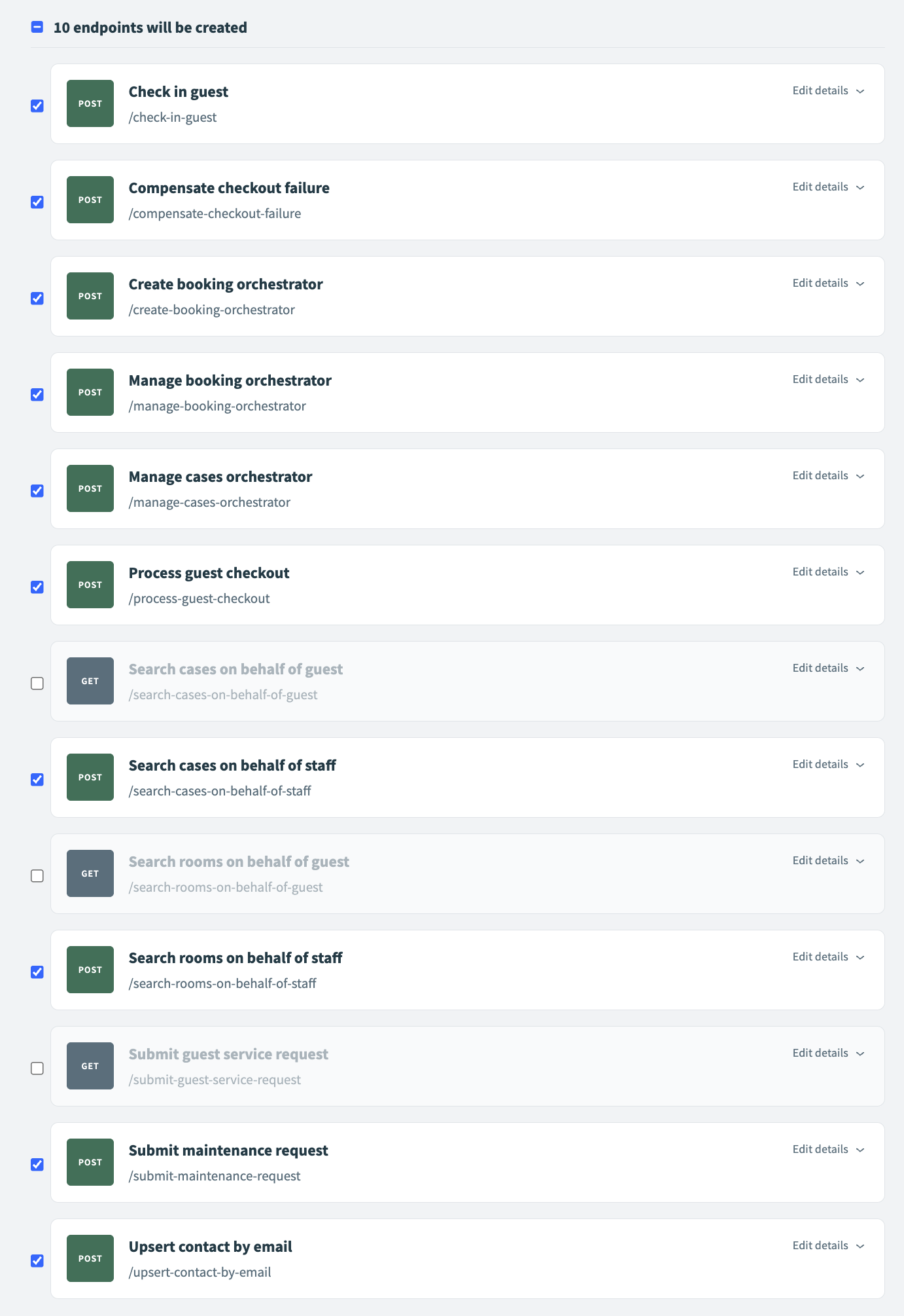 Manager API Collection endpoint selection